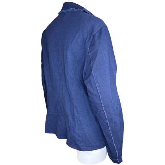 Belle by Kim Gravel Twill Front Knit Back Nautical Jacket Twilight Navy Large - Picture 8 of 14